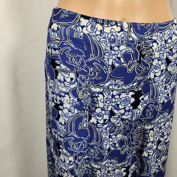 Lane Bryant Women's Floral Electric Blue Side Slit Maxi Skirt Size 14 - Picture 2 of 12